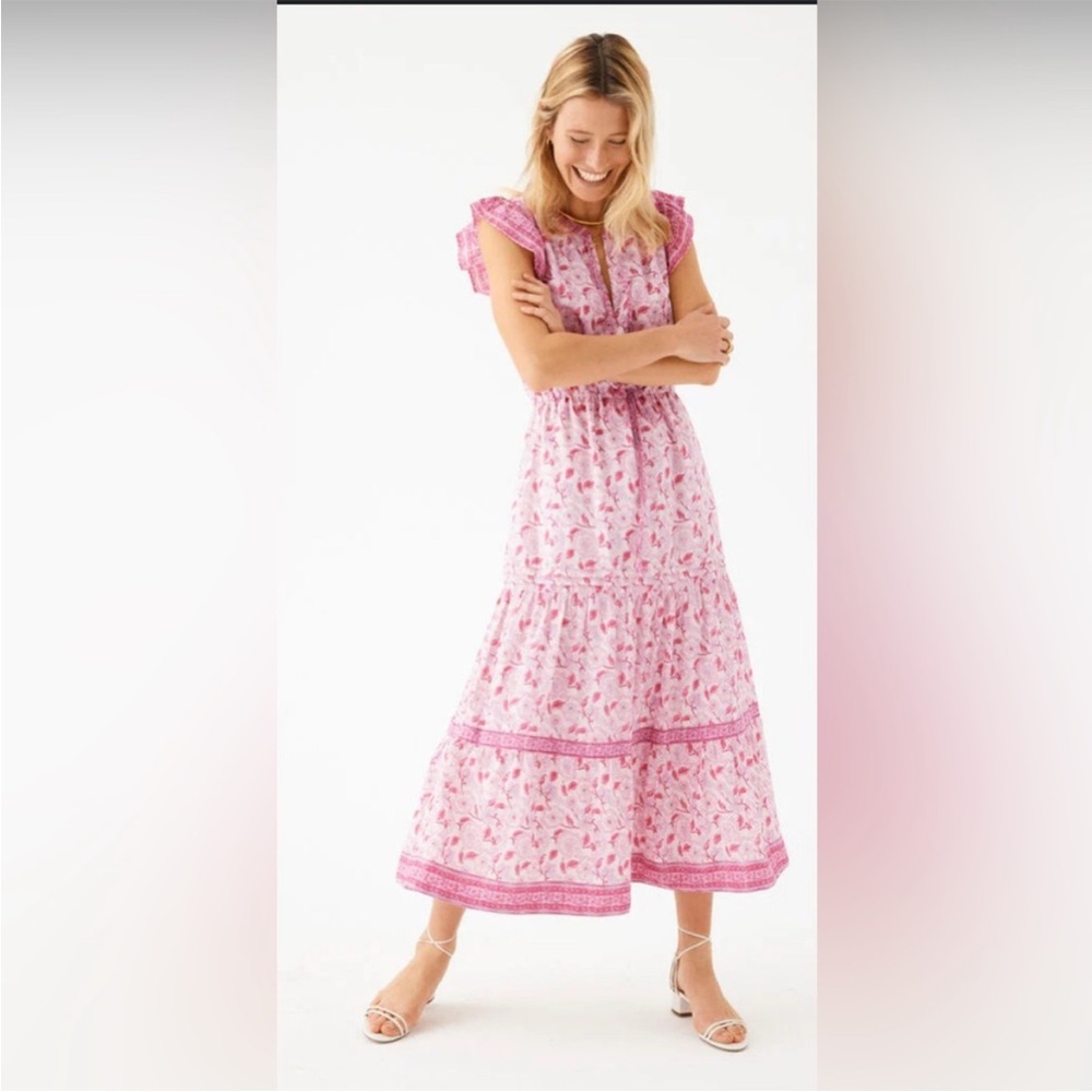 VINEYARD VINES Abigail Flutter Sleeve Midi Dress in Frangipani Marsh